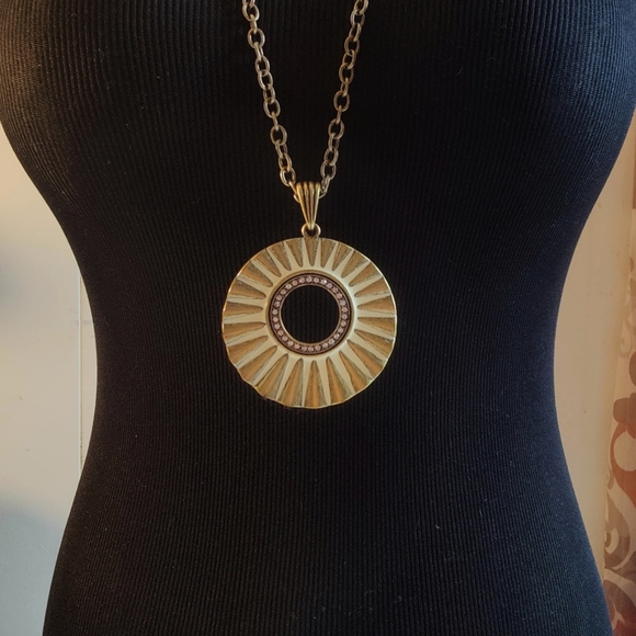 Lia Sophia Long Goldtone Sunburst Pendant‎ Necklace - Picture 5 of 16